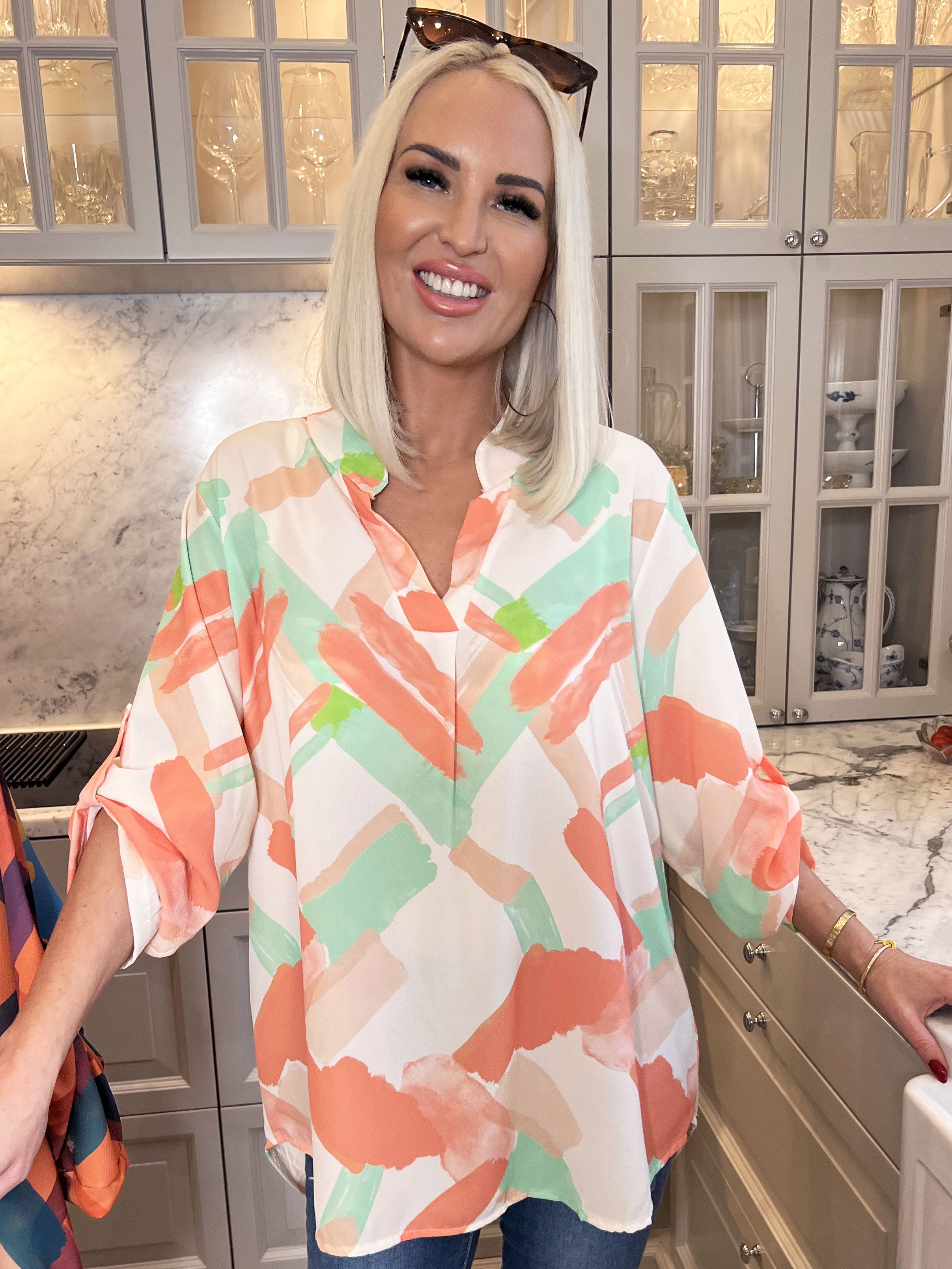 Vanesa Art - Mønstret flerfarvet tunika